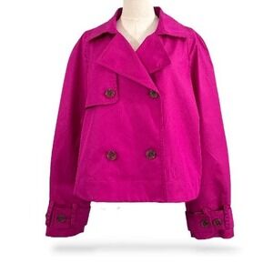 ON 34th Women's L Pink‎ Double Breasted Short Trench Coat Cute NWOT